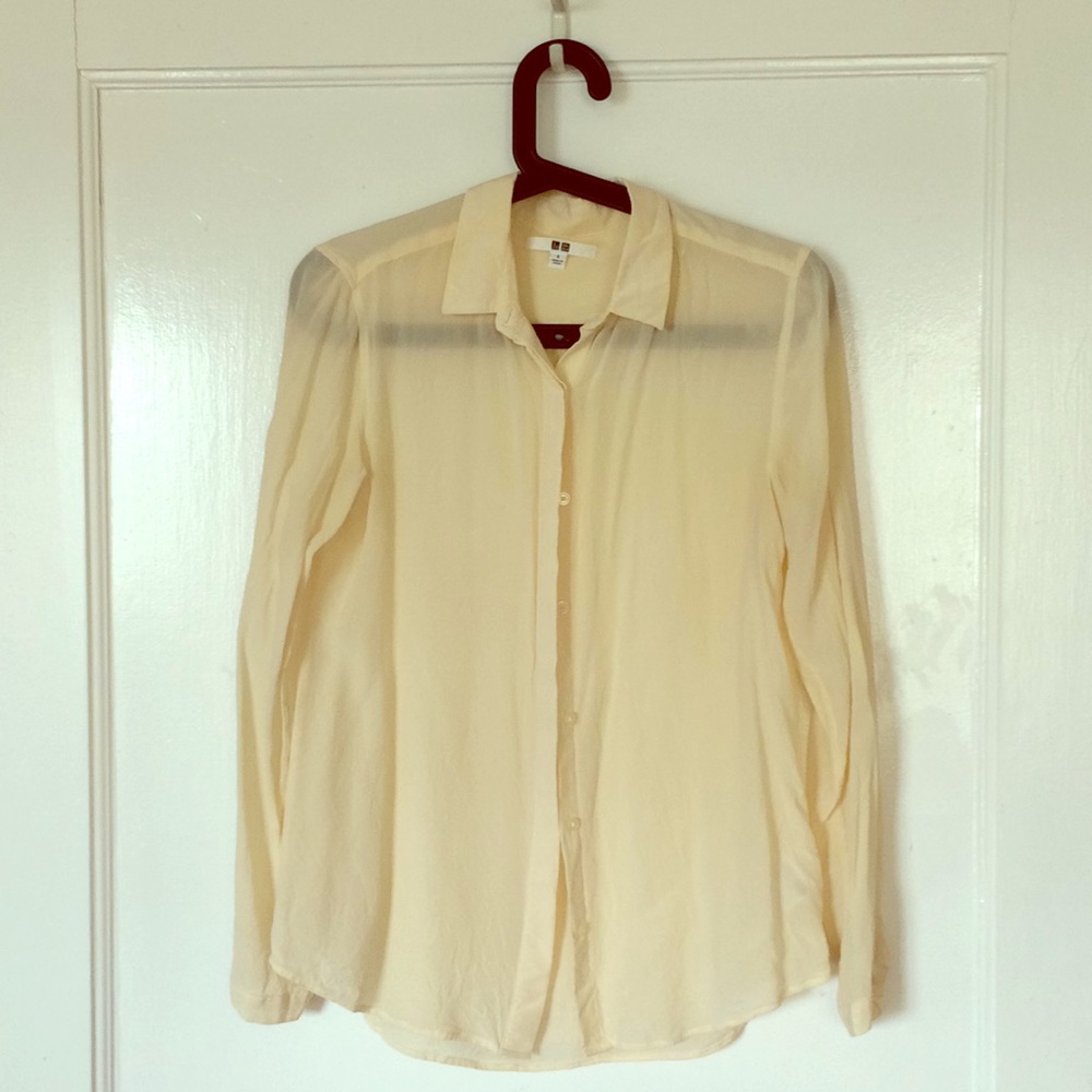 Uniqlo cream silk blouse
